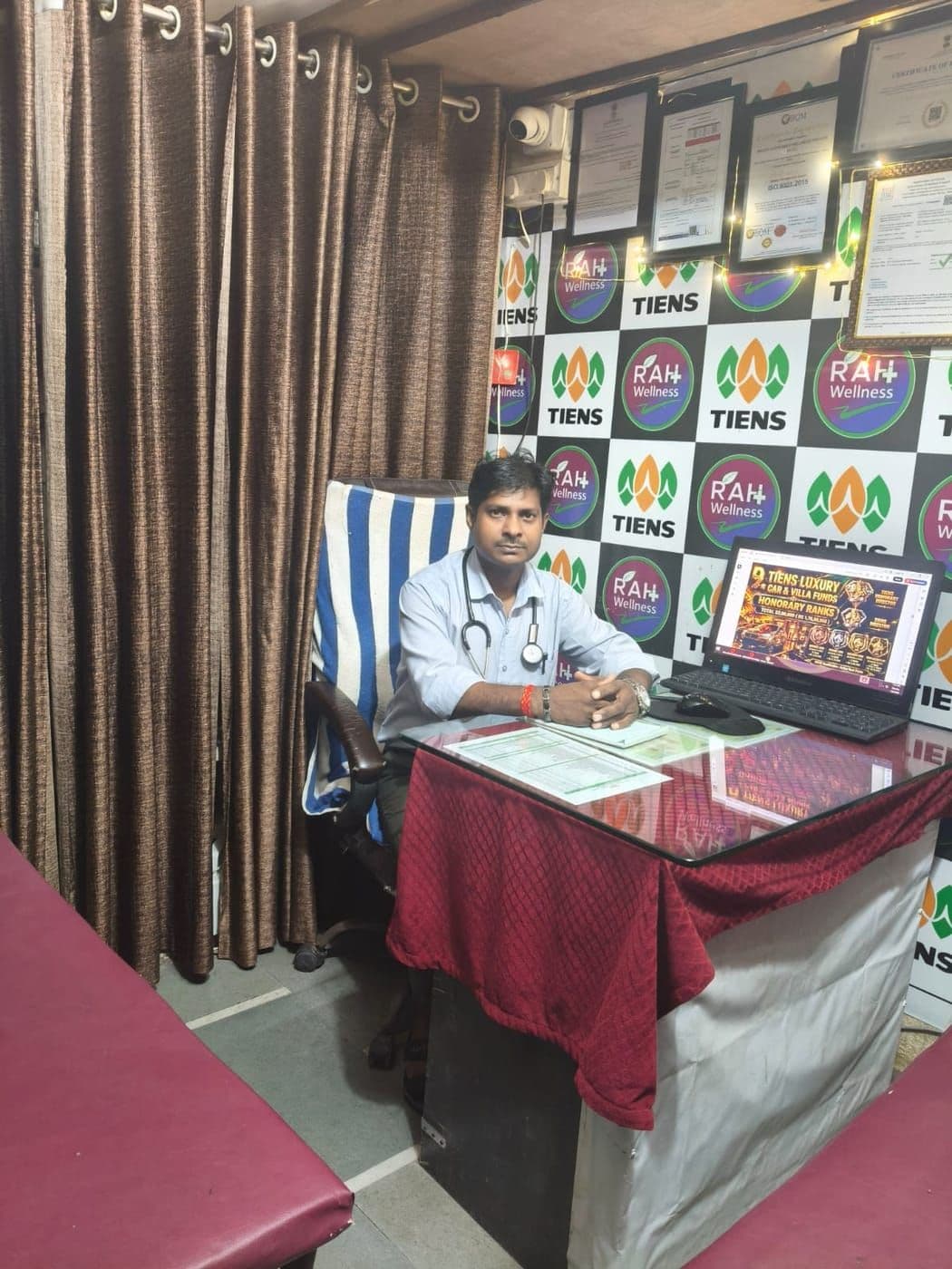 Dr. Gound at his consultation desk